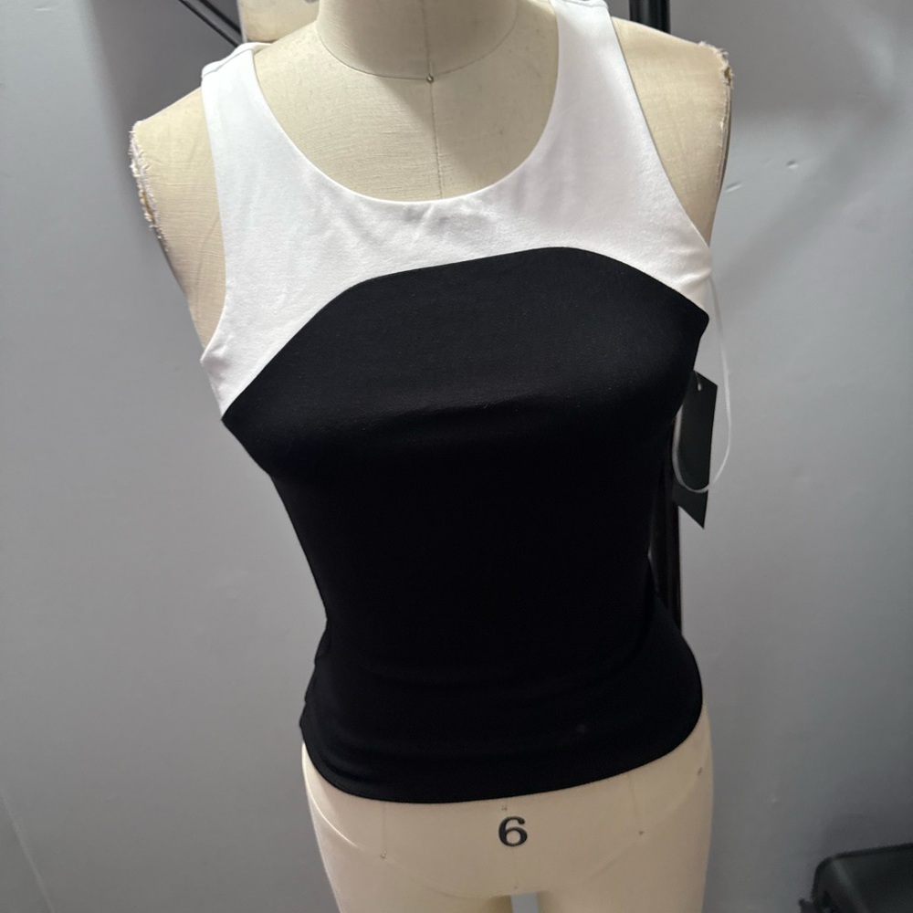 Lily White Black and White Colorblock Tank Top